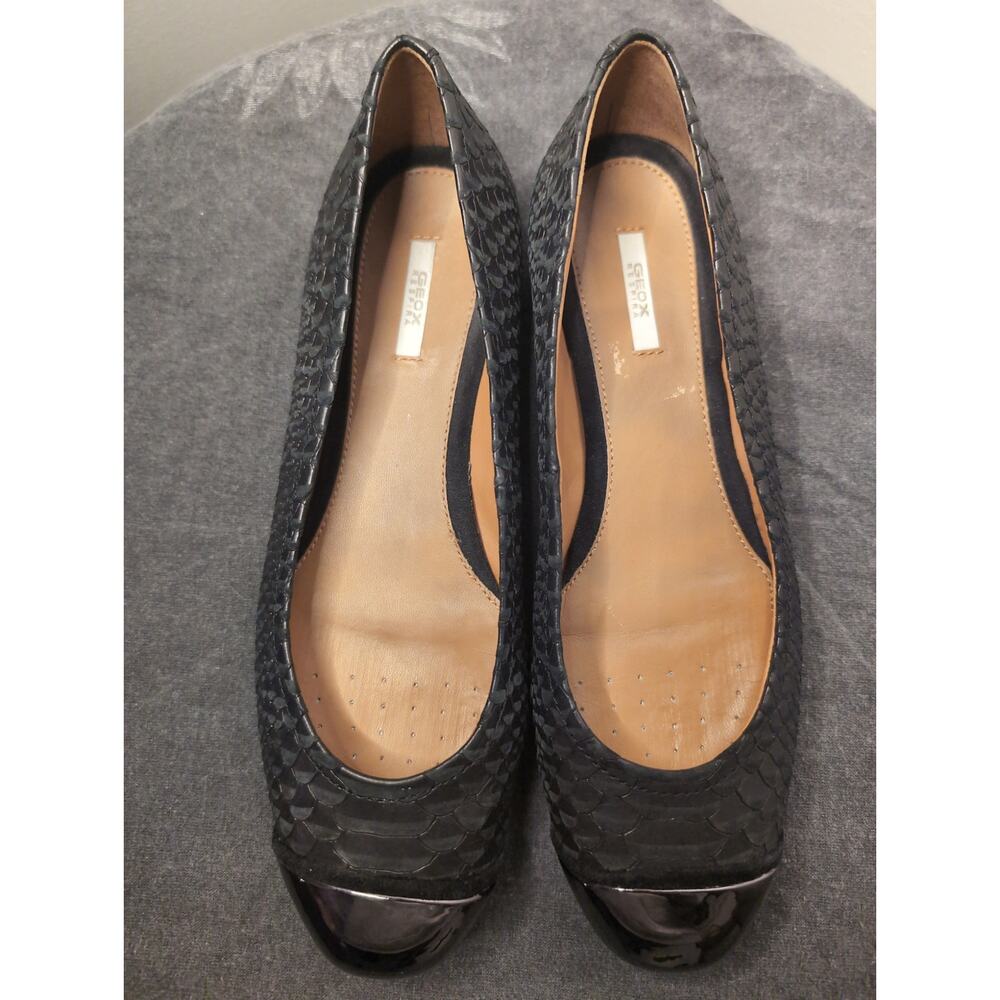 Geox Lola67 Metallic Cap Toe Pumps Comfort Block Heel Career Office 9.5 - Picture 2 of 7
